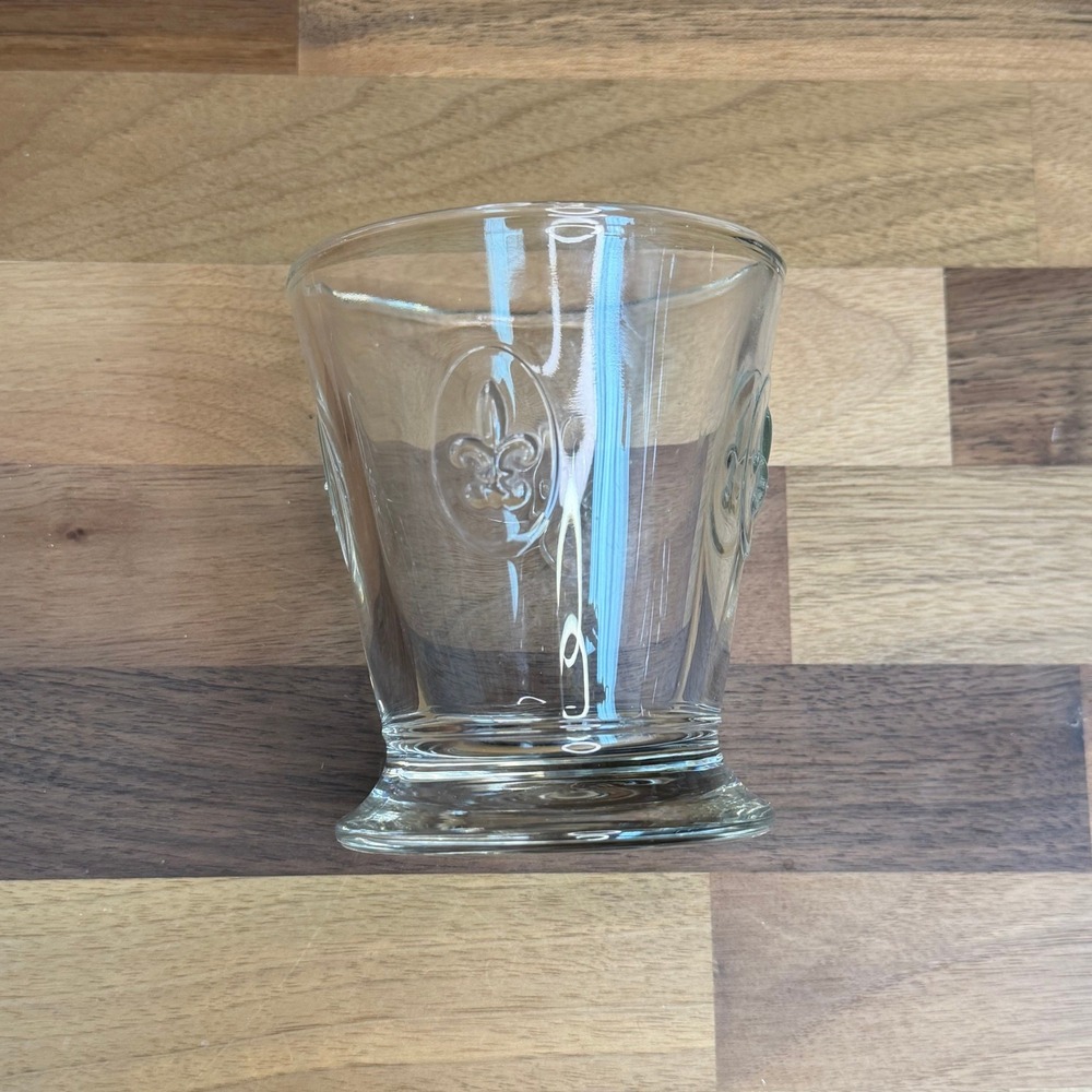 La Rochere Fleur de Lys Clear Glass Tumbler 10oz Made in France Embossed Lily
